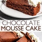 Chocolate mousse cake Pinterest image.